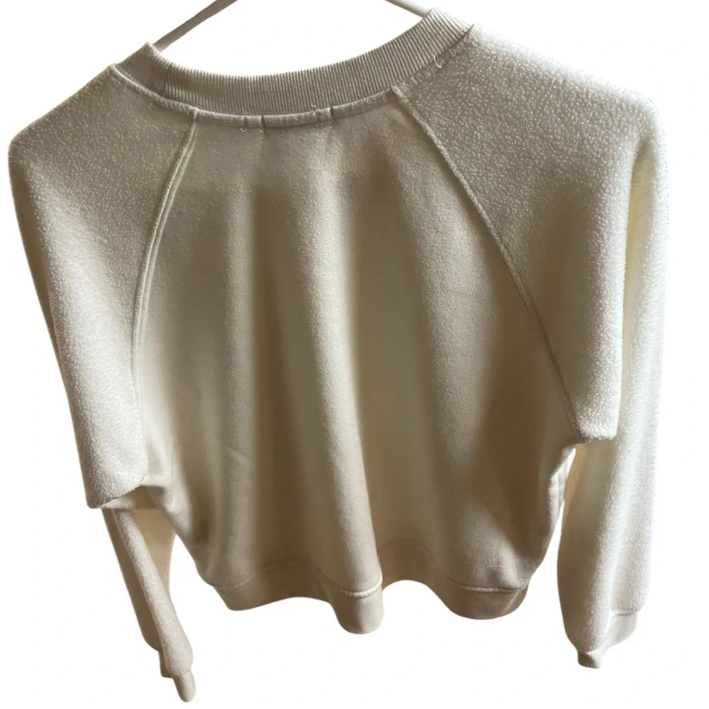 Z Supply Cream Ivory Boxy Cropped Sweatshirt Rayon Blend Crew Neck Small Soft
